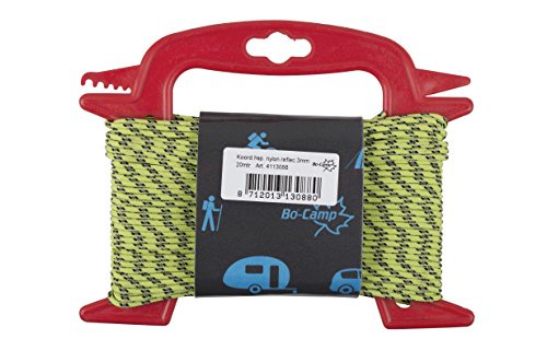 Bo-Camp - Corda In Mulinello + Tenditori, Ø 3 Mm, 20 M, Nylon Riflettente