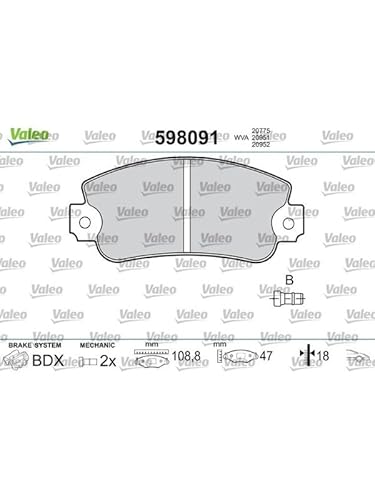 Valeo 598091 Kit Pastiglie Freno Freno Di Stazionamento A Disco Kit Pastiglie Freno Freno A Disco
