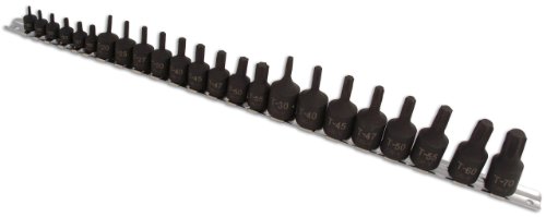 Laser 3929 Star Socket Bit Set 1/4"D, 3/8"D, 1/2"D 23Pc
