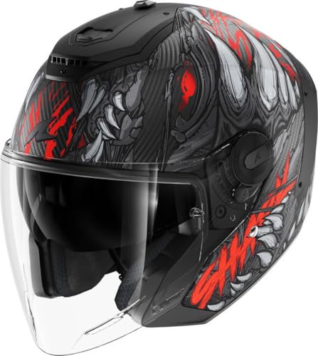 Shark, Casco Moto Jet Rs Jet Carbon Shaytan Black Red Anthracite Kra, M