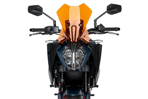 Puig 21998T Cupolino New Generation Touring– Protezione Aerodinamica E Design Sportivo Per Ktm 125 Duke E Ktm 390 Duke 2024-2025, Arancione