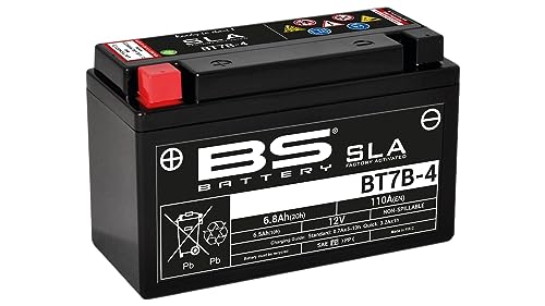 Batteria Moto Agm Sla Bs Battery 300641 Bt7B -4, Nero