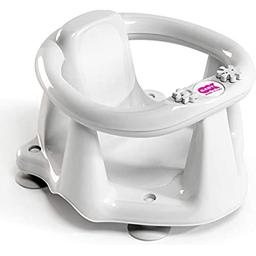 Okbaby Flipper Evolution Seggiolino Da Bagno Anello Con Seduta In Gomma Antiscivolo Per Il Bagnetto Del Neonato, 6-15 Mesi (13 Kg), Bianco