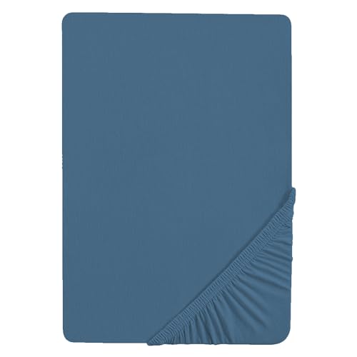 Roba Lenzuolo Seashells Indigo - Adatto Per Misure 40 X 90 E 45 X 90 Cm - Certificato Gots E Oeko Tex 100 - Cotone Bio Jersey - Con Angoli - Traspiran