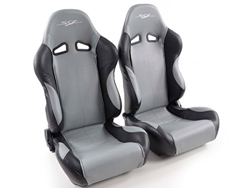 Coppia Di Sedili Sce-Sportive 1 Pelle Artificiale Grigio/Nero