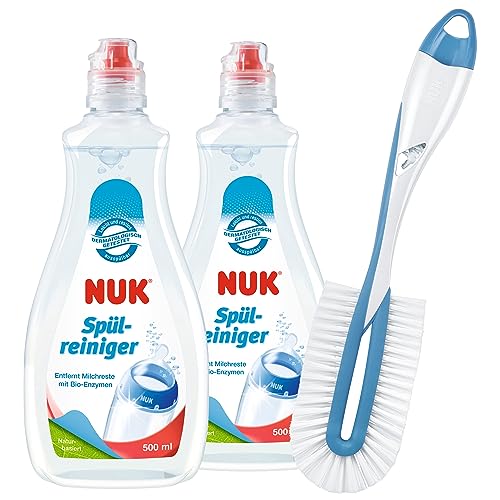 Nuk Baby Detergente E Spazzola Per Biberon | 2 Detergenti Per Biberon, 1 Spazzola Twist Per Biberon E Tettarelle | 500 Ml | Ideale Per Pulire Biberon,
