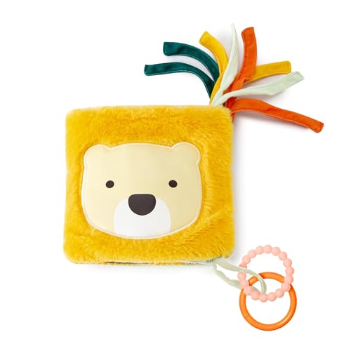 Little Big Friends Soft Activity Book 2 In 1 | Multipurpose Developmental Toy | Easily Attaches To Crib | Teething Ring | Jungle