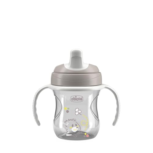 Chicco Training Cup, In Plastica Un Bicchiere Antigoccia Bambini, Una Tazza Per Imparare A Bere, Beccuccio Ergonomico Semi-Soft, Valvola E Manici Rimo