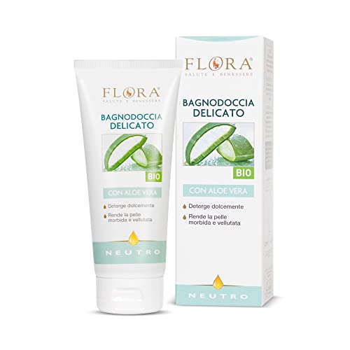 Flora Neutro Bagnodoccia Delicato 200 Ml Bio-Bdih - Con Succo Di Aloe Vera, Per Aiutare Persone Con Allergie O Pelli Sensibili, Formulato Per Miscelar