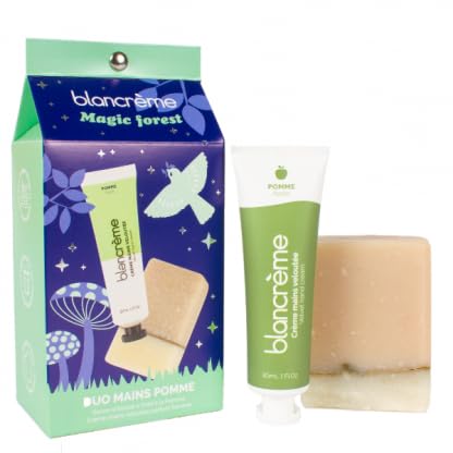 Blancrème - Duo Mani Mela - Sapone Artigianale Spaonificato A Freddo Esfoliante + Crema Mano 30 Ml 97% Naturale Al Burro Di Karité E Cacao