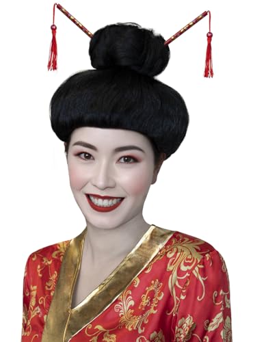 Funidelia | Parrucca Da Geisha Per Donna Giappone, Paesi, Culture, Il Mondo - Accessori Per Adulto, Accessorio Per Costume - Nero