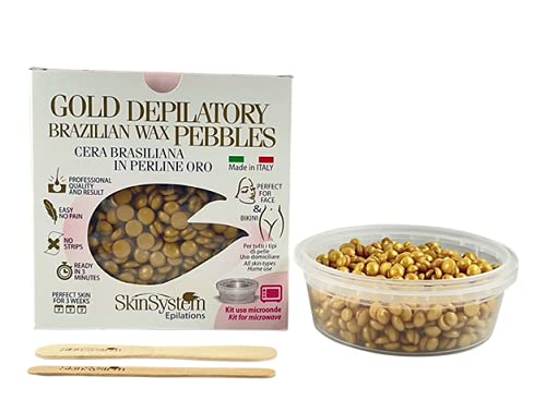 Skin System Kit Uso Microonde Gold Depilatory Brazilian Wax Pebbles - 130 Ml…