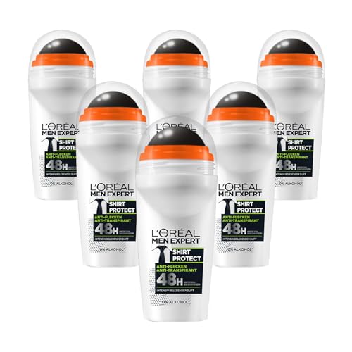 Loréal Men Expert Deodorante Per Uomo, Deodorante Antimacchia Con Profumo Intensamente Tonificante Per Un Massimo Di 48 Ore Di Freschezza, Shirt Prote