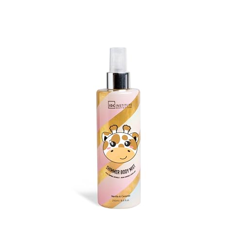 Idc Institute - Nebbia Corporea Frizzante Alla Vaniglia E Al Caramello - Brillante E Morbidezza Istantanea, 250 Ml, Flacone Decorato Con Giraffa, Per