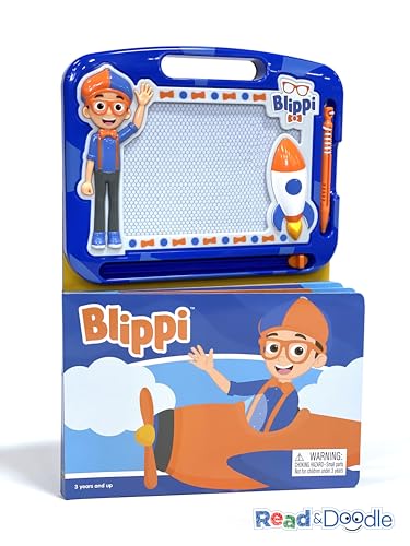 Blippi Read & Doodle - Learning Resources For Kids, A Magnetic Drawing Pad, An Easy-To-Use Pen, 22-Page Board Book For Reading And Drawing