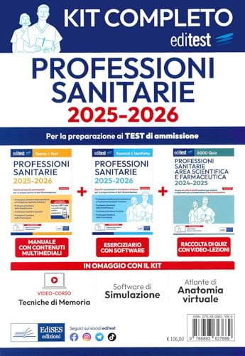 Test Professioni Sanitarie 2025: Kit Completo Per La Preparazione. Con Corso Online Di Tecniche Di Memoria E Atlante Di Anatomia Virtuale