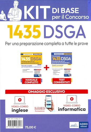 Concorso 1435 Dsga: Kit Base Per La Preparazione A Tutte Le Prove. Con Corsi Di Formazione Online Di Inglese E Informatica
