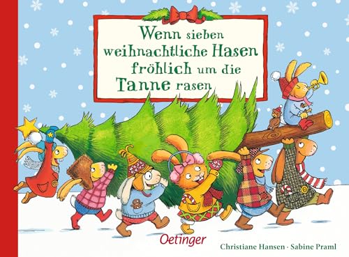 Wenn Sieben Weihnachtliche Hasen Fröhlich Um Die Tanne Rasen
