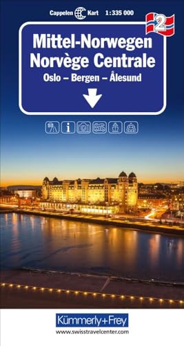 Kümmerly+Frey Regional-Strassenkarte 2 Mittel-Norwegen 1:335.000: Mit Oslo, Bergen Und Alesund. Inkl. Ortsverzeichnis Und Reiseinformationen: 1032