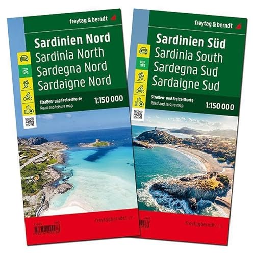 Sardegna Nord E Sud Set 1:150000: 2 Blätter In Kunststoff-Hülle Mit Infoguide Und Top Tips, Radrouten: Ak 0633