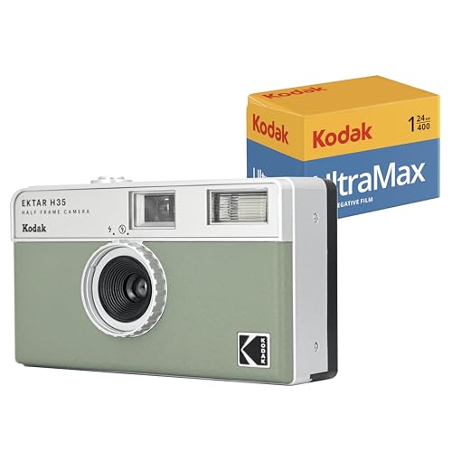 Kodak Ektar H35 Half Frame Film Camera (Salvia, Bundle Con Pellicola 24Exp)