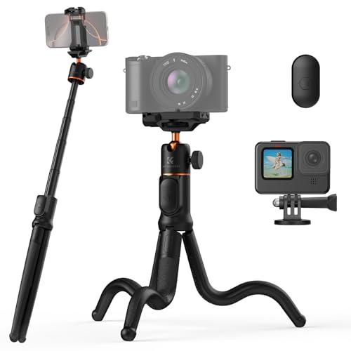 K&F Concept Treppiede Smartphone Ms29, Mini Tripod Estensibile Con Telecomando Amovibile E Testa A Sfera 360°, Treppiedi Octopus Con Adattatore Per Ca