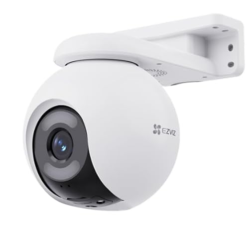 Ezviz H8X 2K+ Telecamera Wi-Fi Esterno, Telecamera Motorizzata Per Esterni, Visione Notturna A Colori, Rilevamento Di Persone/Veicoli, Tracciamento Zo