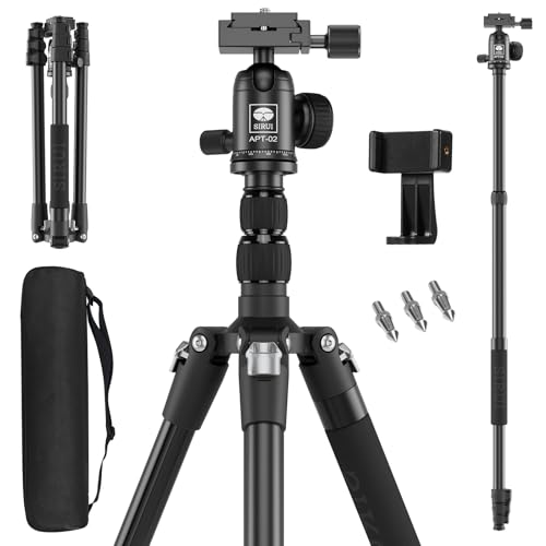 Sirui Apt-02 Treppiede Per Fotocamera Monopiede, 78.7"/ 200Cm Treppiede In Alluminio Alto Con Colonna Centrale, Con 360° Testa A Sfera, Qr Plate E Sup