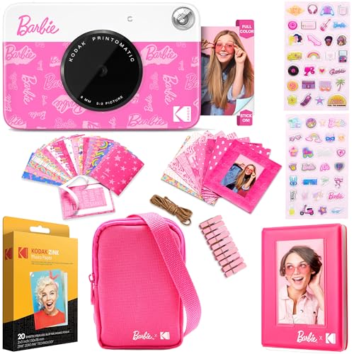 Kodak X Barbie Printomatic Fotocamera Digitale A Colori Bundle Regalo: Stile Firma + Custodia Barbie, Album Fotografico, Adesivi, Cornici Appese, 50 A