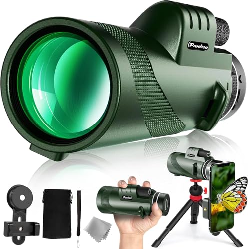 Pankoo Monocolo 40X60 Alta Prestazione Per Adulto Con Adattatore Smartphone, Treppiede E Cinturino - Ottica Notturna Bak4 Perfetta Per Birdwatching E