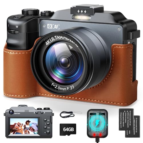 Fotocamera Digitale 4K, 64 Mp, Doppia Lente 18 X, Zoom Digitale, Fotocamera Compatta Con Scheda Da 64 Gb, Schermo Lcd Da 3 Pollici, Macchina Fotografi