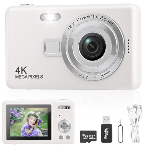 Macchina Fotografica Digitale Con Scheda 64Gb, 1080P 40Mp Fotocamera Digitale Compatta Con Zoom Digitale 8X Flash, Fotocamere Digitali Per Bambini Ado