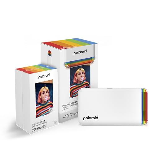 Polaroid Bundle Hi-Print+Paper - 2Nd Generation - Bluetooth Connected 2X3 Pocket Photo, Dye-Sub Printer - White