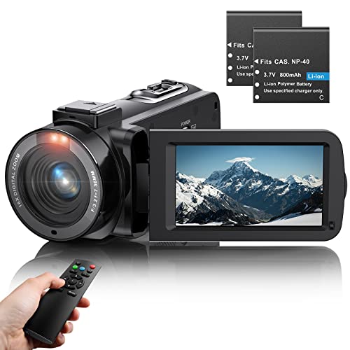 Vahoiald Videocamera Uhd 1080P 36Mp 30Fps Video Camera,Ir Visione Notturna Vlogging Camera,16X Zoom Digitale 3.0" Ips Ruotabile 270 ° Videocamera Yout