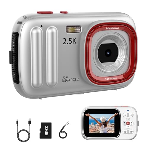 Digitale Macchina Fotografica 48Mp Fotocamera Digitale 2.5K Con Scheda Sd Da 32Gb, Zoom Digitale 16X, Adatto A Bambini Dai 4 Ai 15 Anni, Principianti