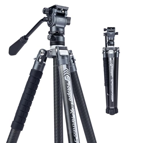 Fotopro Treppiede In Fibra Di Carbonio 2.3Lbs Ultralight Treppiede Video Da Viaggio Portatile Da 62 Pollici Per Fotocamera Dslr Carica Fino A 22Lbs X-