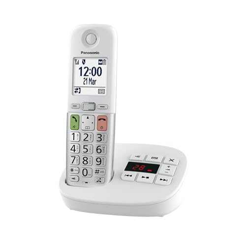 Panasonic Kx-Tgu430Exw Telefono Cordless Digitale Con Segreteria Telefonica, Unità Base E 1 Ricevitore, Display Lcd, Fav Call, Torcia, Compatibile Con