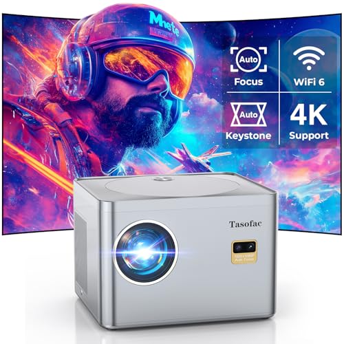 Proiettore 4K Led, 【Autofocus/Correzione Trapezoidale/Zoom】 25000 L Wifi Bluetooth Proiettore Esterno, Proiettore Nativo 1080P Fhd 4K Home Cinema, Aut