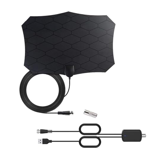 Antenna Tv, Antenna Tv Interna Hdtv Digitale Con Potente Amplificatore Di Segnale, Support 4K Hd/Vhf/Uhf, Cavo Coassiale Da 3.7 M Incluso