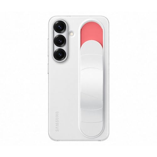 Samsung Standing Grip Case Cover Con Cinturino E Funzione Cavalletto Per Galaxy S25, White