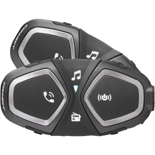 Interphone Connect Hd - Doppio - Interfono Casco Moto Auricolari Stereo Alta Fedeltà 40Mm, Uso Pilota - Pilota, Distanza 300 Mt, Autonomia 12 Ore, Rad