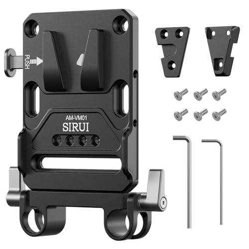 Sirui V-Lock Base Station And Wedge Kit, Universal V Mount Battery Plate With Dual 15Mm Rod Clamp For Camera Power Supply, Quick Release Set With Mult