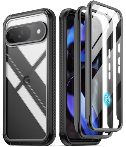 Poetic Guardian Custodia Per Google Pixel 9/9 Pro 5G, Pellicola Protettiva Integrata [Funziona Con Id Impronte Digitali], [2 Cornici Anteriori] [Ricar