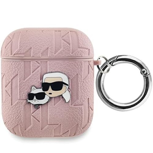 Cg Mobile Karl Lagerfeld Kla2Pgkcpp - Custodia Per Airpods 1/2, Monogram Rosa Karl & Choupette Head