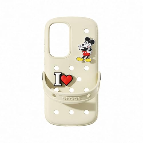 Crocs Case Cover In Silicone Per Samsung Galaxy S25+, 2 Charms Jibbitz Originali Inclusi, Beige
