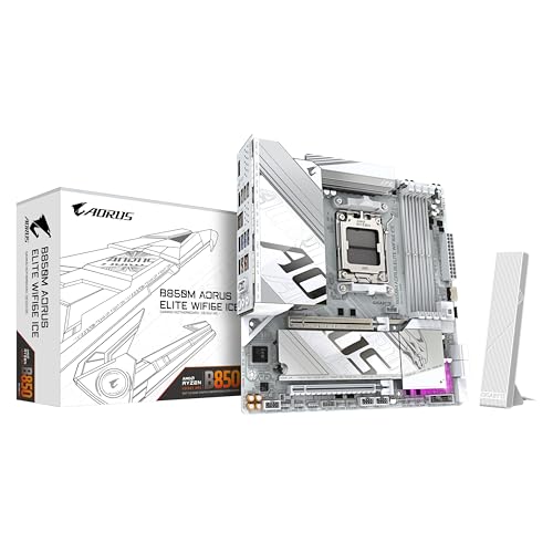 Gigabyte B850M Aorus Elite Wifi6E Ice Scheda Madre - Processori Amd Ryzen Serie 9000, 12+2+1 Fasi Vrm Digitali, Fino A 8200Mhz Ddr5 (Oc), 1Xpcie 5.0 +
