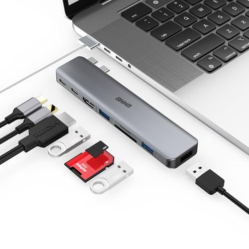 Hub Usb C 8-In-2 Macbook Air Pro Adattatore Bhhb Usb C Hub Con 4K Hdmi, Thunderbolt, 5Gbps Usb C, Usb3.0* 2 E Porte Usb, Lettore Di Schede Tf Sd Adatt