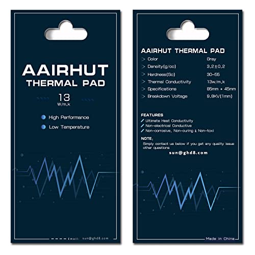 Aairhut Thermal Pad 13W/Mk Cuscinetti Termici, 85X45X0.5Mm Silicone Cooling Pad Gpu Resistenza Al Calore Non Conduttiva Extreme Odyssey Cover Con Dual