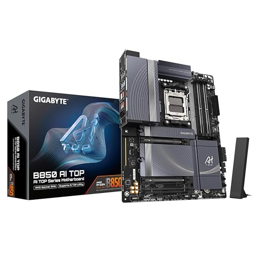 Gigabyte B850 Ai Top Scheda Madre - Processori Amd Ryzen Serie 9000, 16+2+2 Fasi Vrm Digitali, Fino A 8600Mhz Ddr5 (Oc), 2Xpcie 5.0 + 1Xpcie 4.0 M.2,
