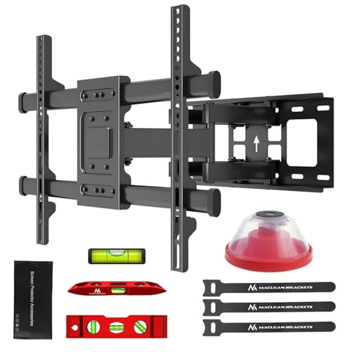 Supporto Tv Maclean, Vesa Max 600X400, 32-85", 60 Kg, Regolazione Angolo Orizzontale E Verticale, Profilo 65-390 Mm, Nero, Mc-789